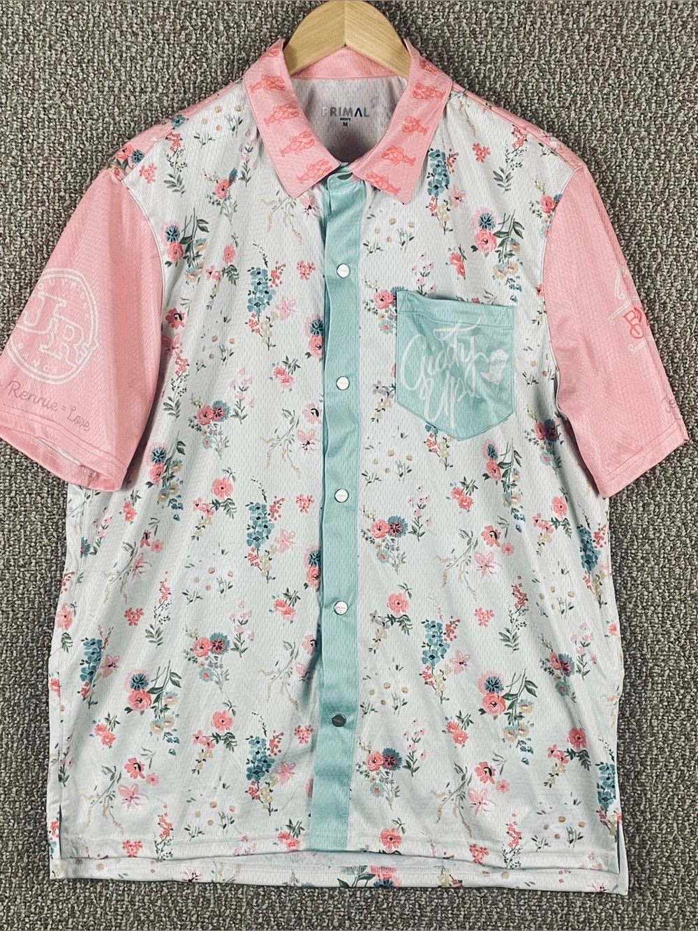 Primal Cycling x Dolly Parton Tech Shirt Size Medium Snap Button Western E65